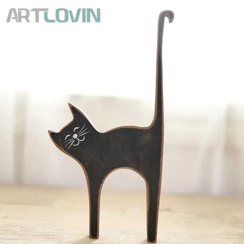 Новое поступление модные Pet фигурки животных Деревянный кот Винтаж дома
