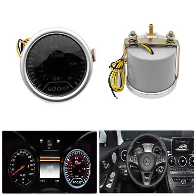 Universal 2''52mm Bar White LED Light Pressure Turbo Boost Gauge Meter 12V