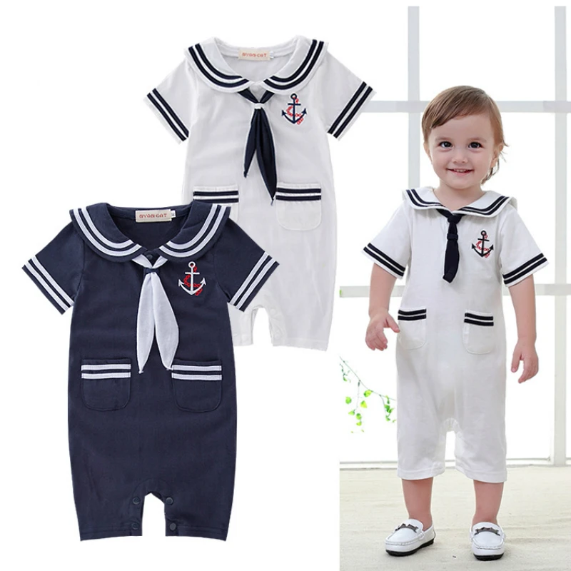 Summer Rompers For Baby Boys Sailor Suit Navy Style Comfortable Clothes Kid Clothing Breathable New Year |