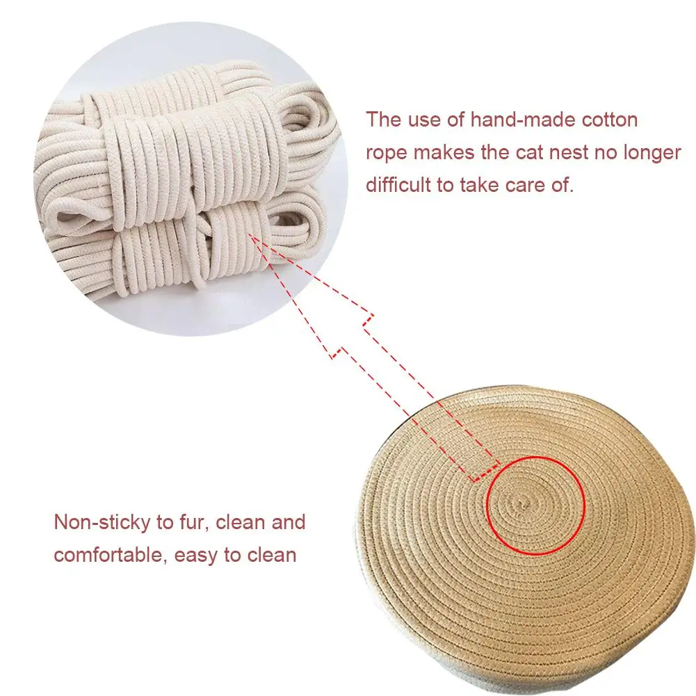 Pet Cat Bed Removable Washable Non-Stick Supplies Handmade Cotton Rope Litter Scratch Board For Four Seasons | Дом и сад