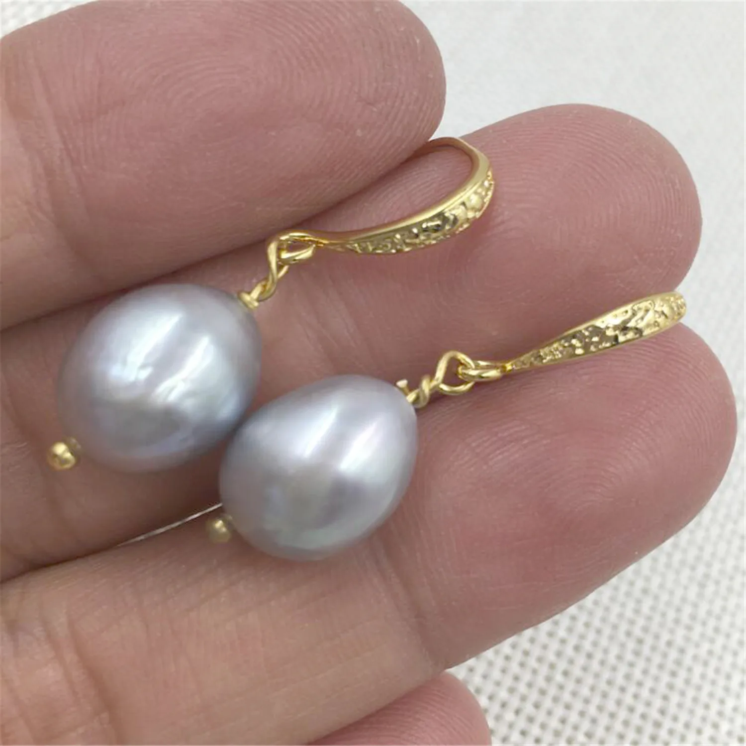 10-12mm Huge Gray Baroque Pearl Earrings Gold Hook Classic Dangle Chic AAA Noble Gorgeous Elegant Fashion Luxury | Украшения и