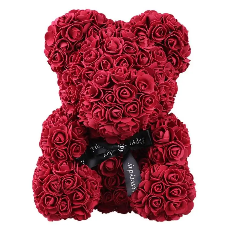 

25/35/38/40cm Bear Rose Teddy Bear/Dog Flower Artificial Decoration for Wedding Romantic Bear Rose Flower Gift Toy