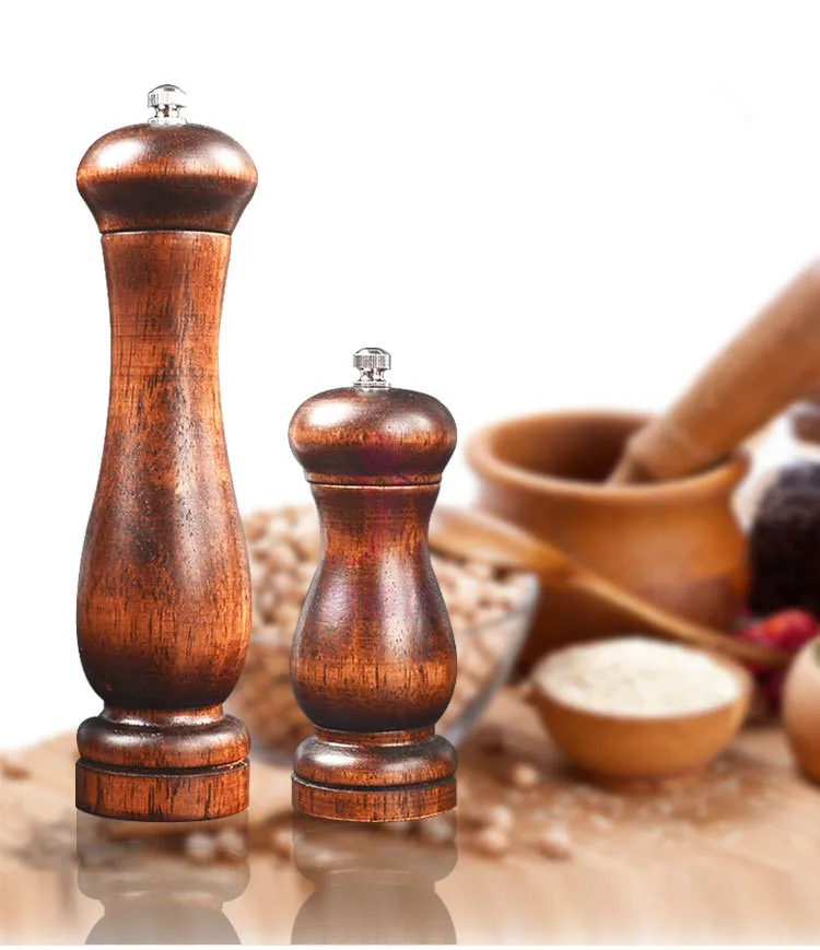

5/8 Inch Classical Wood Pepper Spice Mill Grinder Set Handheld Seasoning Mills Grinder Spice Milling Machine Cooking BBQ Tools