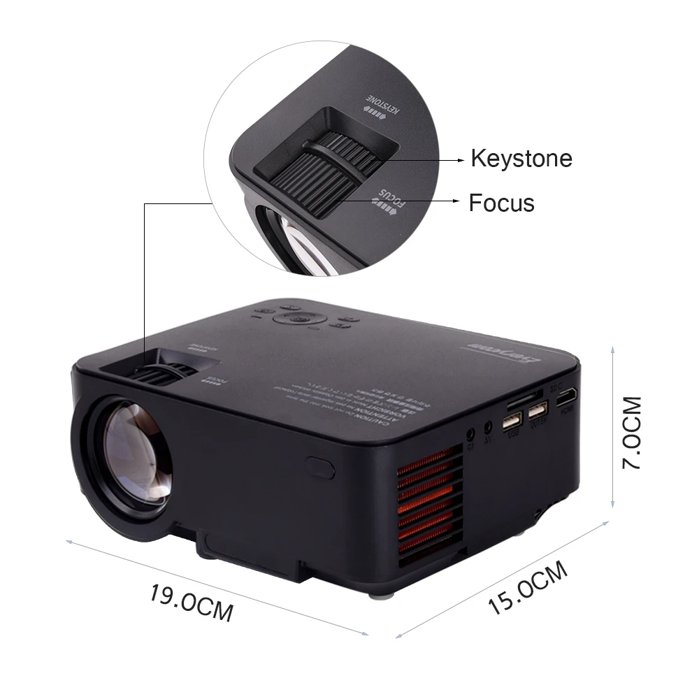Портативный светодиодный мини проектор Everycom T20 800x480P поддержка макс. 1080P full HD
