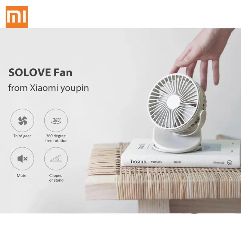 11 SOLOVE клип вентилятор 360 градусов вращающийся мини 3 скорости Ручной USB