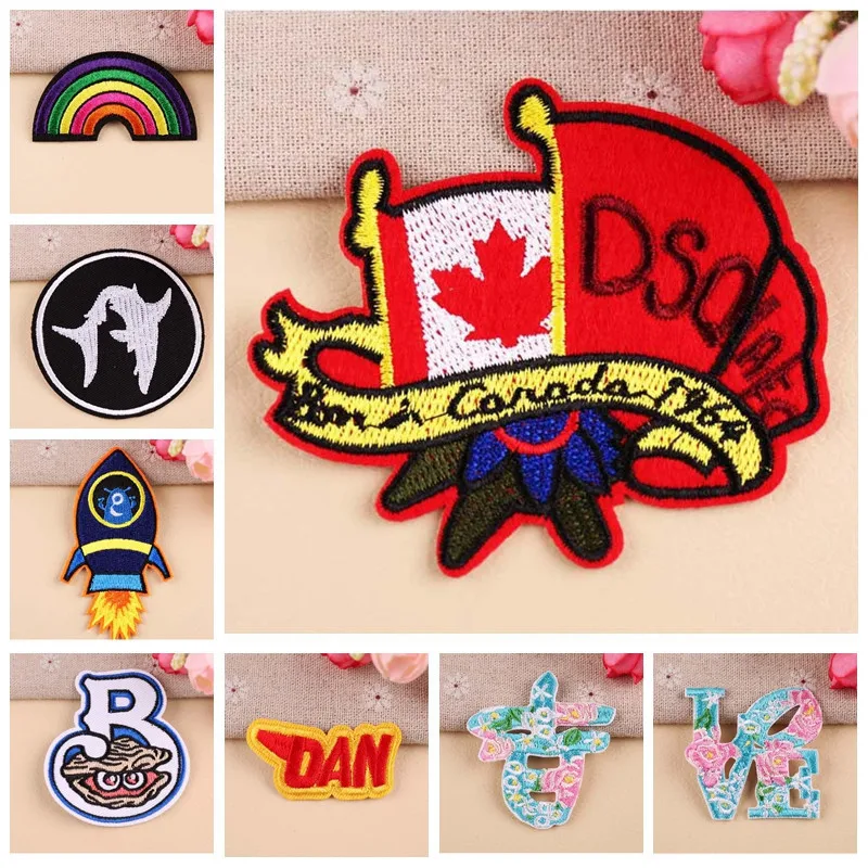 2019 Новый Канада Утюг на радуга патч ракета вышитой аппликацией шитья наклейка