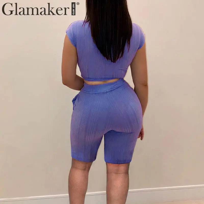 Женский трикотажный комбинезон Glamaker короткий из двух предметов эластичный