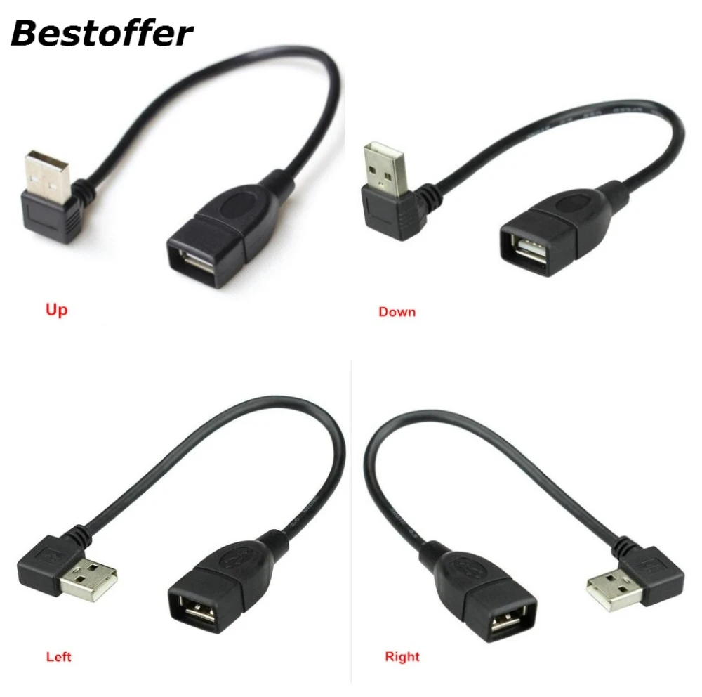 10 см 20 40 Usb 2 0 A штырь гнездо 90 Угловой кабель правый/левый/вниз/вверх шнур|Кабели