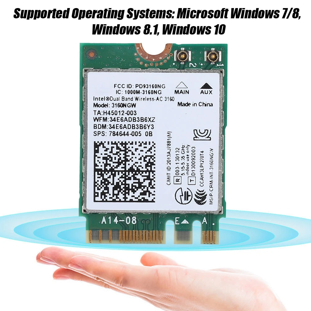 Для Intel 3160AC NGW беспроводная WIFI карта 433 Мбит/с Bluetooth 4 0 Двухдиапазонная сетевая