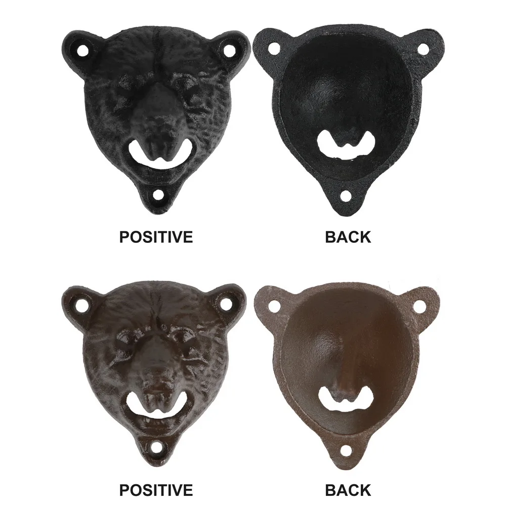 Bottle Cap Opener Cast Iron Bear Head Metal Beer Can Vintage Style Wall Hanging Kitchen Bar Tools | Дом и сад