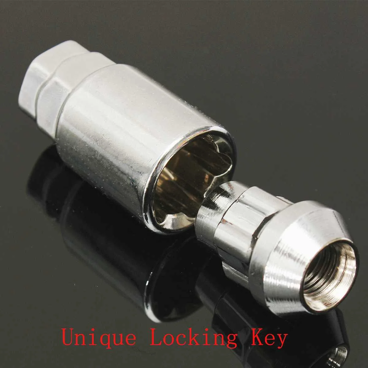 Хромированные гайки с 4 замками + 1 гайка для ключей M12x1.5mm конические из сплава