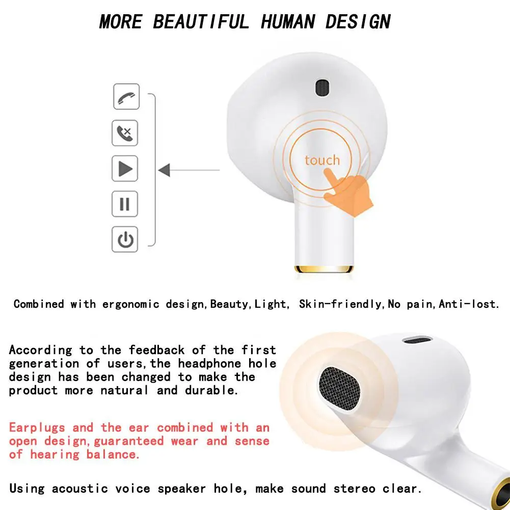 Touch Control Wireless Bluetooth 4.2 Earphone Mini In-ear 3D Surround Sound With Microphone Earbuds For IPhone Android | Электроника