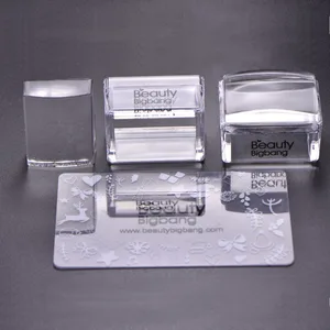 Набор для стемпинга BeautyBigBang, 1 набор, прямоугольные желеобразные силиконовые штампы для ногтей со скребком, прозрачная ручка, инструменты для маникюра и дизайна ногтей