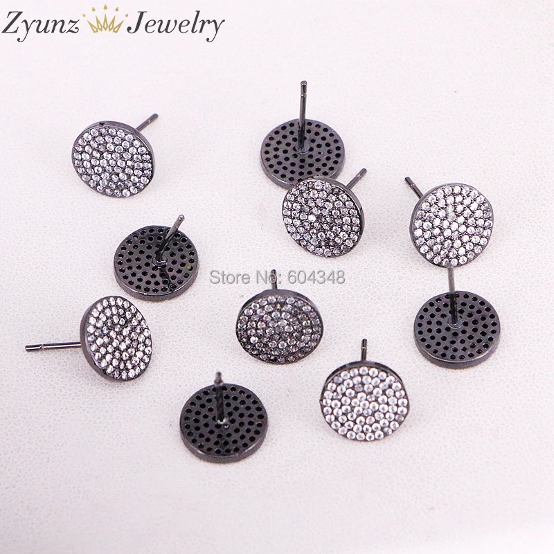 10 пар ZYZ320 6007 CZ микро серьги гвоздики круглой формы в четыре цвета для женщин