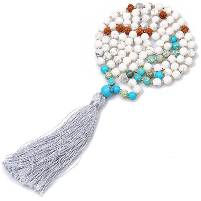 6 мм Howlite imperial Rudraksha Kont ожерелье вены ручной работы цепь манжеты mala наручные Чаки