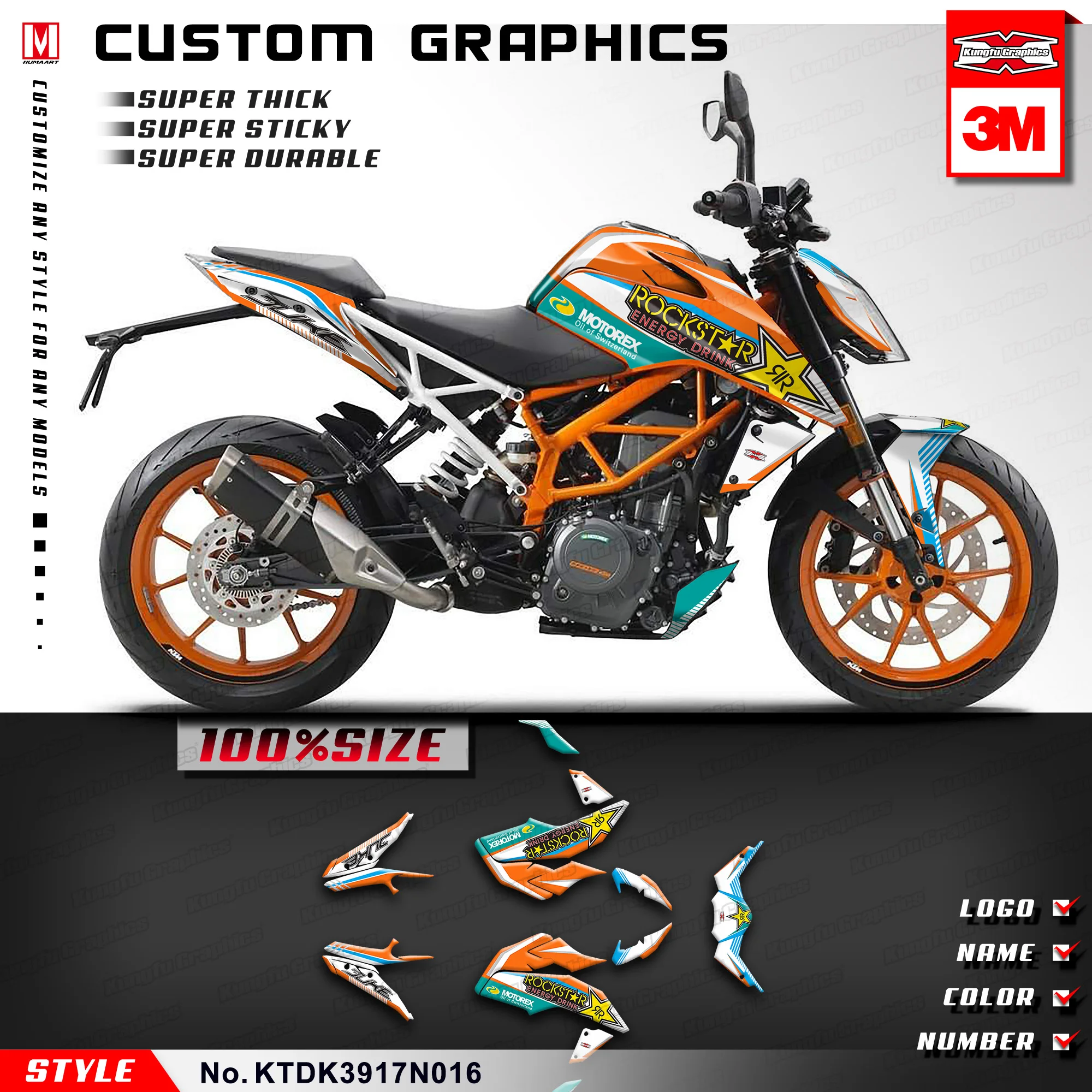 Набор для украшения мотоцикла KUNGFU GRAPHICS Restyle DUKE 390 DUKE390 2017 2018 2019 виниловая пленка