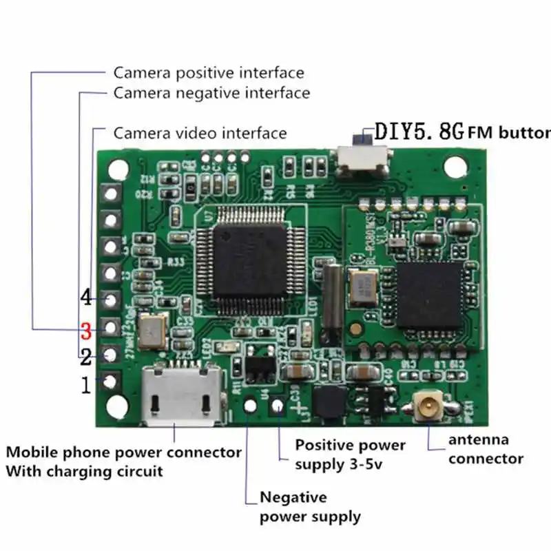Высокое качество IDC-59WF 2 4G 13DBM WIFI AV FPV передатчик Модуль 3В-5В для радиоуправляемых