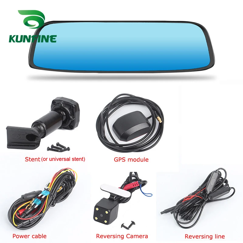 KUNFINE 10 &quotAndroid GPS Navi видеорегистратор Автомобильный зеркальный две камеры Запись