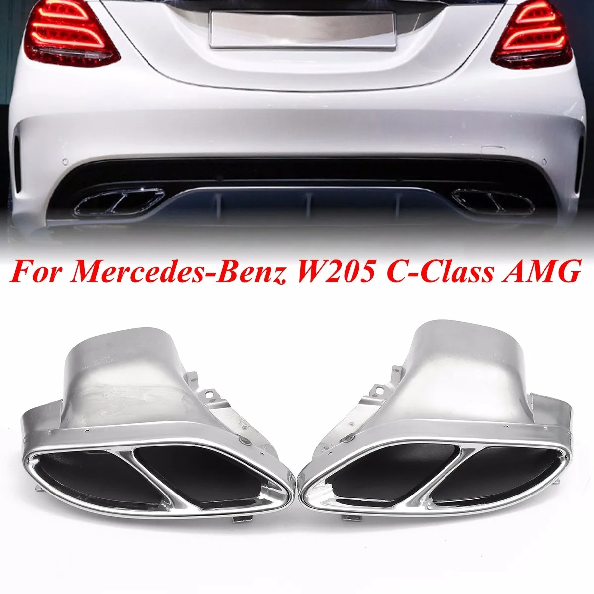 Пара задней выхлопной трубы глушителя для Mercedes-Benz W205 c-класс C180/C200/C250/C300/C450 2015 2016 2017