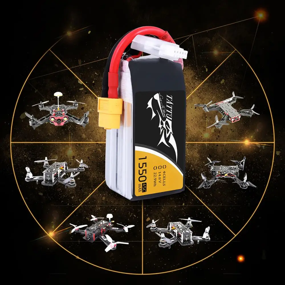 Литий полимерный аккумулятор Tattu 1550mAh Lipo 14 8 V XT60 Plug 45C Max 90C RC battery для FPV Drone Quadcopter Car