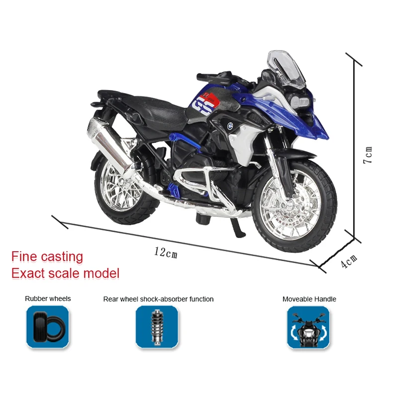 MAISTO 1:18 R1200GS 2017 сплав литья под давлением модель мотоцикла работоспособная