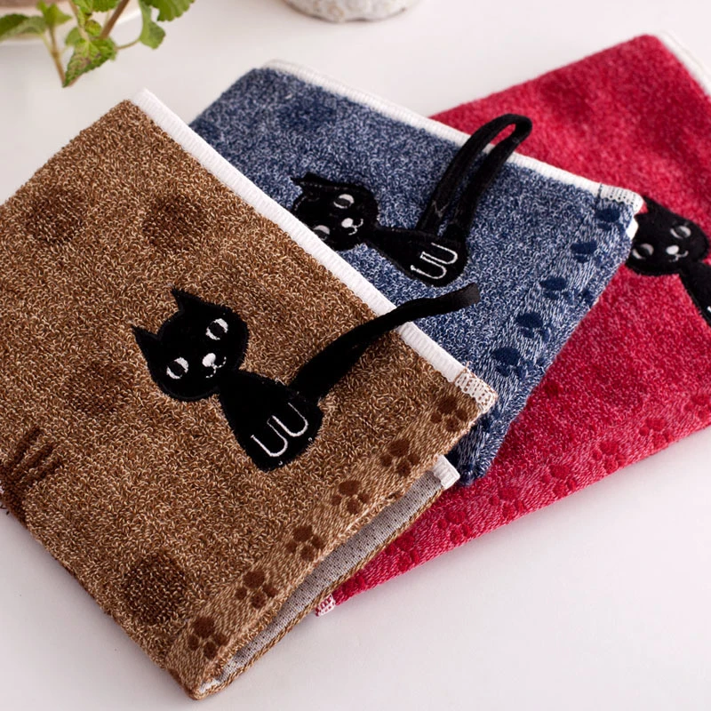 

Sale 1PC Cute Cartoon Cotton Child Household Soft Face Towel Couple Cat Printed 25x50cm High Quality Towels