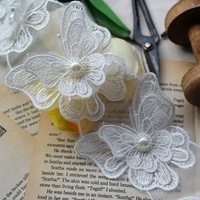 6pcs white 3d butterfly embroidered ribbon organza tulle lace collar applique trim wedding dress headwear diy sewing accessories