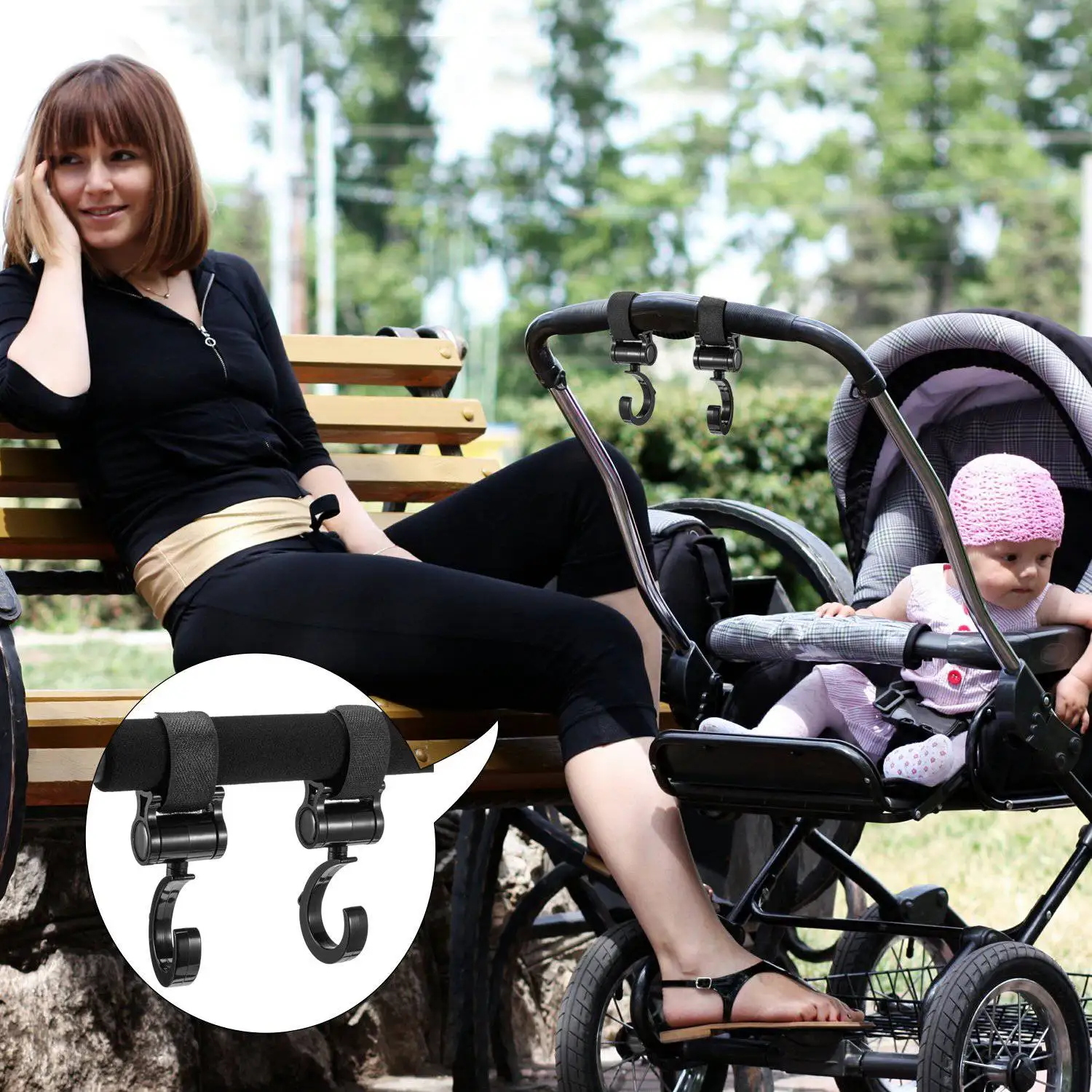 

4 Pack Stroller Hooks, Stroller Clips Hooks Hanger Diaper Bags Hook For Baby Stroller Multipurpose For Grocery Bag Shopping Ba