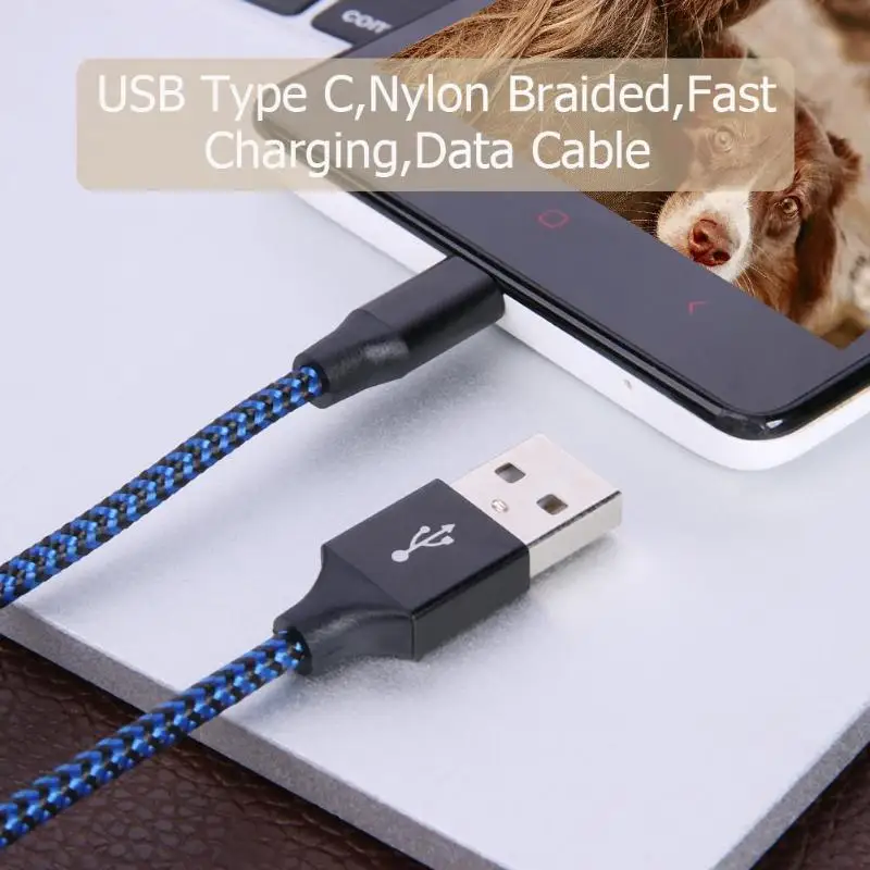 Синий Micro USB нейлоновый Плетеный 5 V 2A зарядный кабель для передачи данных