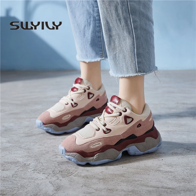 SWYIVY/женские кроссовки на платформе весна 2019 женская повседневная обувь из