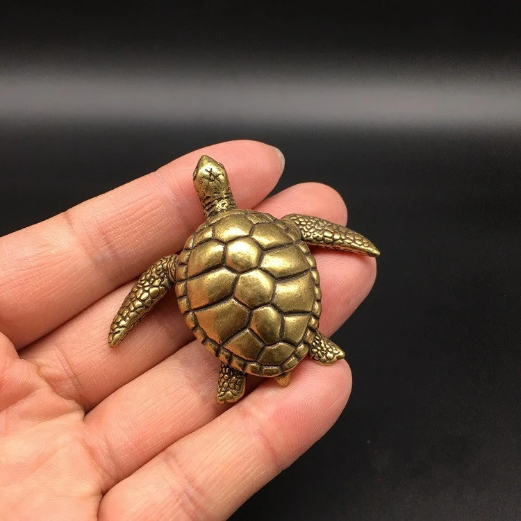 Collectable Chinese Brass Carved Animal Scarab  Sea Turtle Gold Tortoise Exquisite Small  Statues