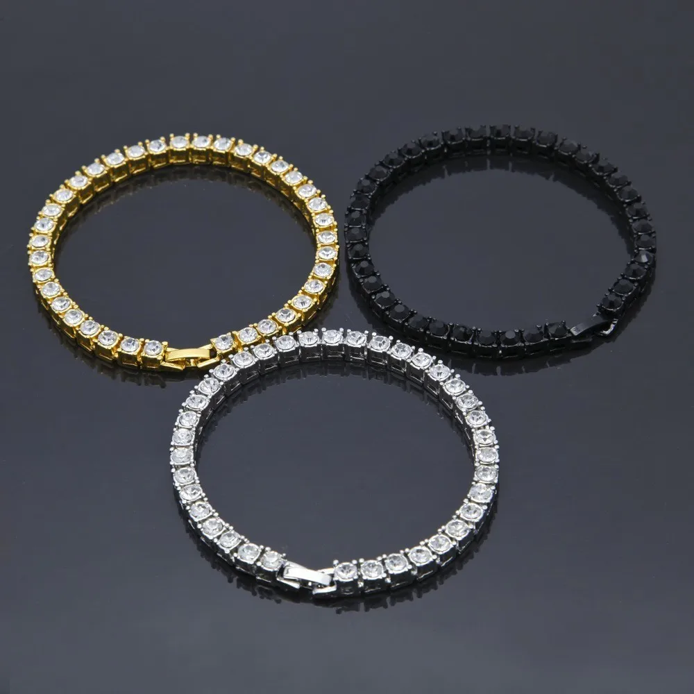 Цепочки и браслет для тенниса BLING KING в 1 ряд Модный комплект украшений стиле хип