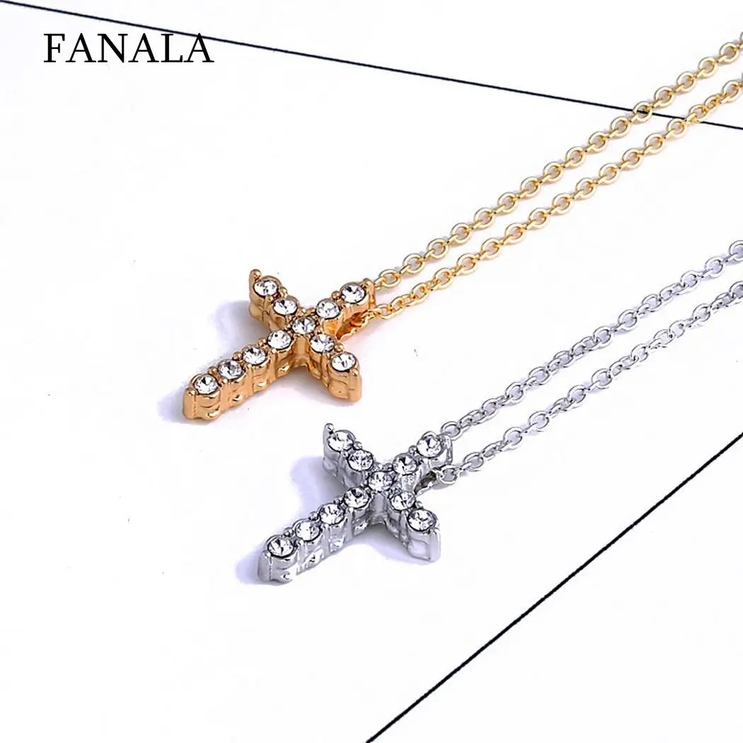 Women Elegant Fashion Rhinestone Inlay Cross Casual Party Daily Life Pendant Necklace Link Chain Gift | Украшения и аксессуары