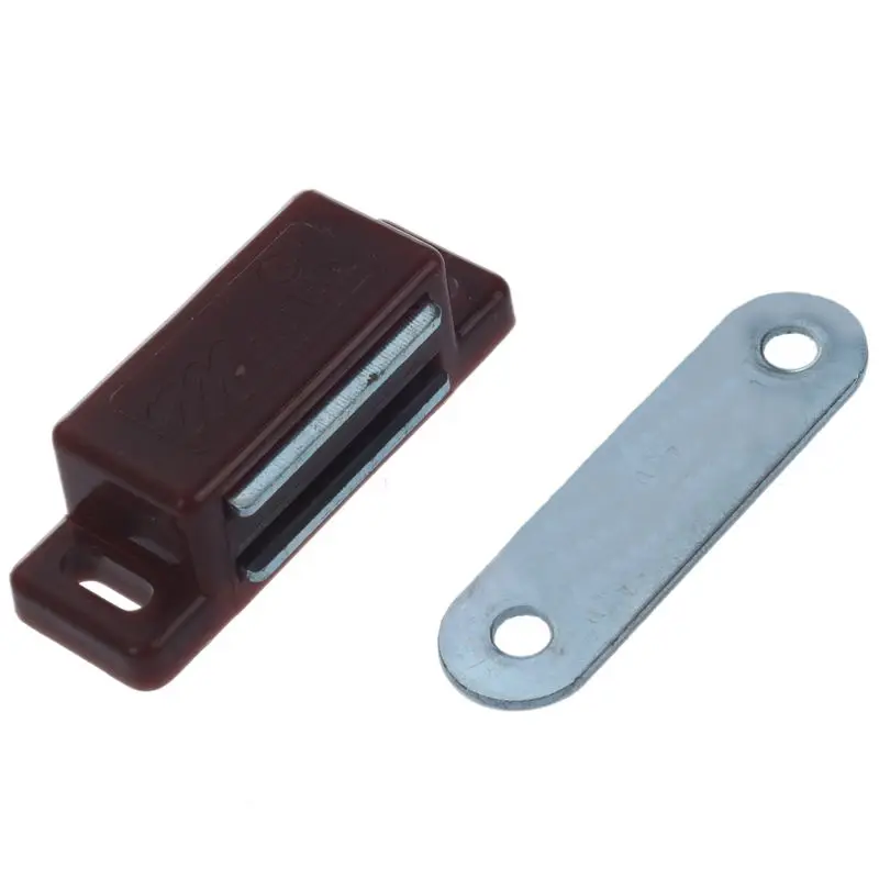 

Magnetic door snapper for cabinet door, plastic, brown