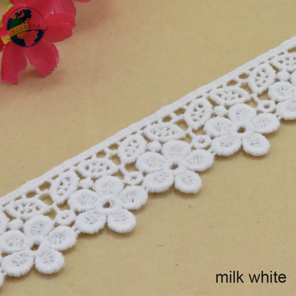 Кружевная лента белая 100% хлопок 5 ярдов 3 2 см французская кружевная гипюр сделай