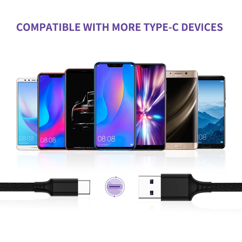IHaitun 2 шт. 5А Тип C USB кабель для huawei P30 Pro Honor 10 3 1 зарядное устройство Шнур данных