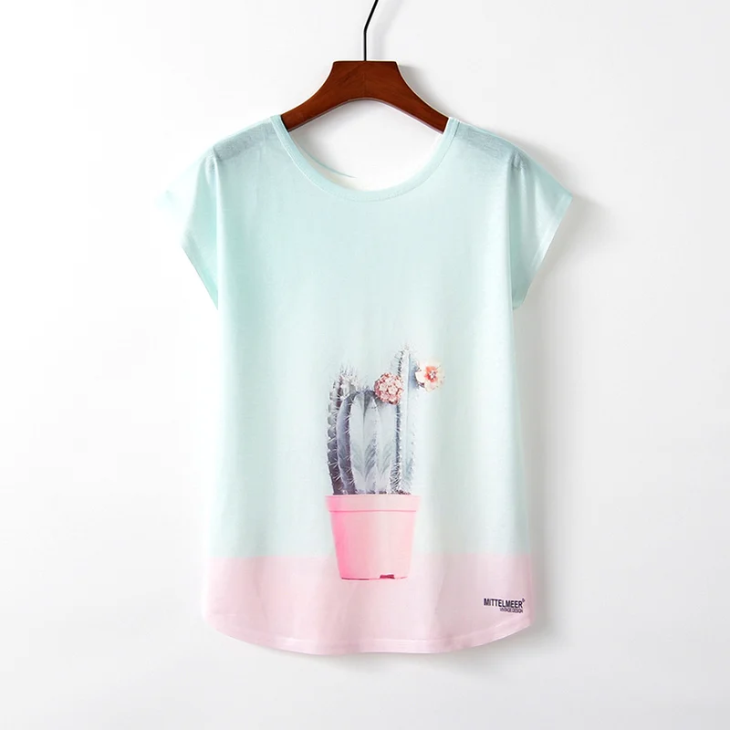 Женская футболка с принтом кактуса Размеры M L XL|Футболки| |