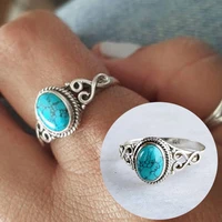 fashion retro blue stone finger ring for women men wedding engagement party gift ring vintage jewelry