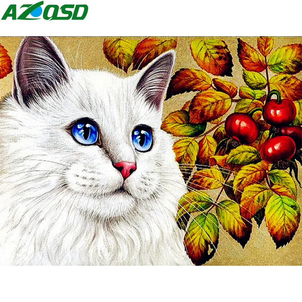 AZQSD DIY Алмазная вышивка кошка полный дисплей картина животное Стразы рукоделие