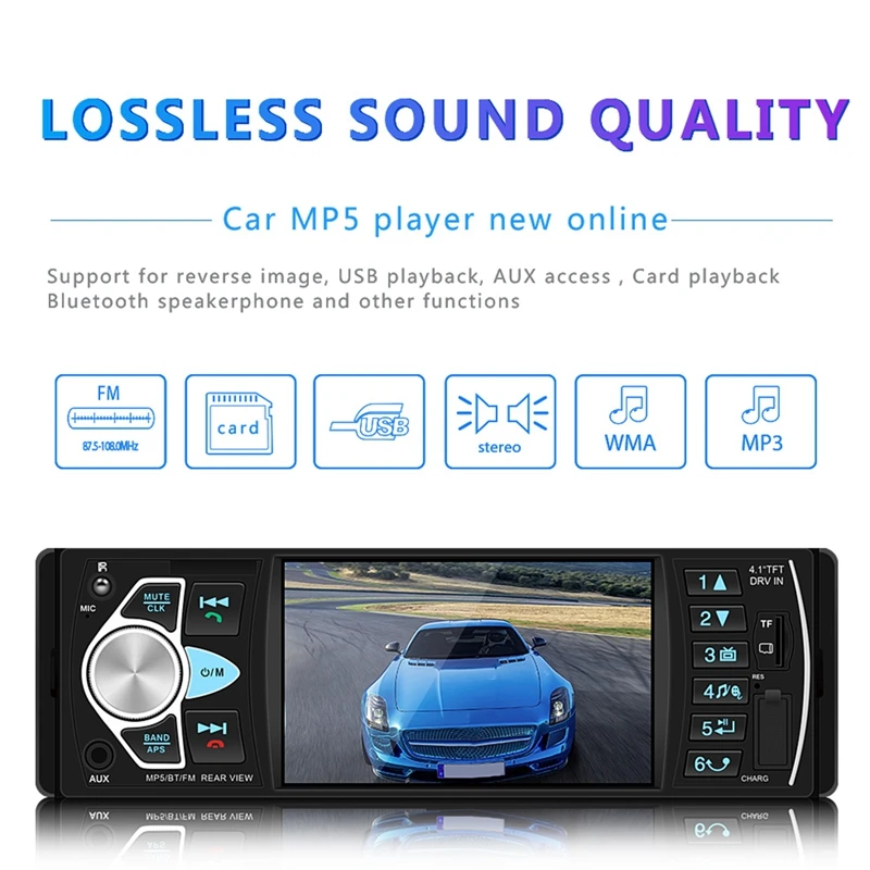 Автомагнитола 1Din 4 1 дюйма автомагнитола Fm Bluetooth 2 0 Mp5 плеер камера заднего