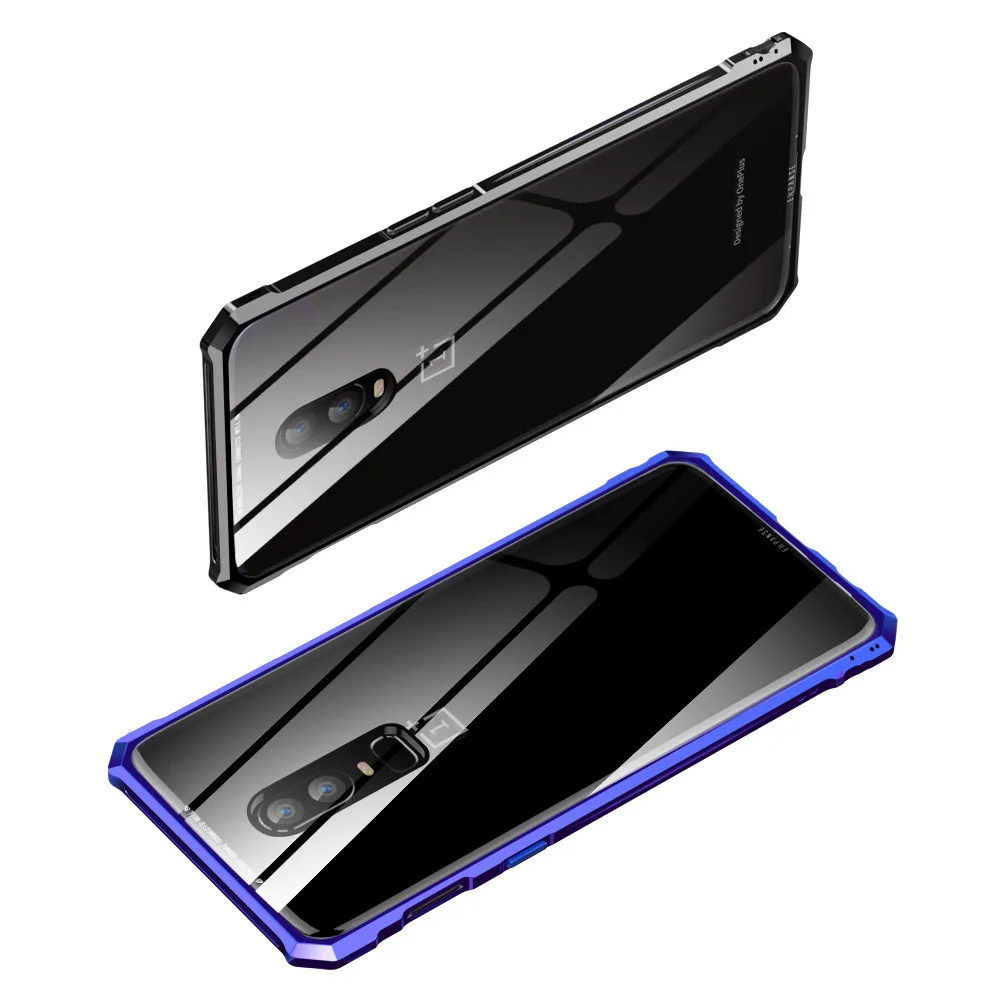 Чехол One Plus 6T Oneplus металлический алюминиевый бампер рамка крышка со стеклянной