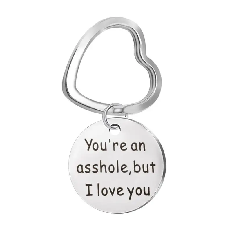 2Pcs/Pack Creative Couple Keychains Lettering Stainless Steel Heart Shape Key Rings Auto Car Keys Chain for Boyfriend Lovers | Автомобили