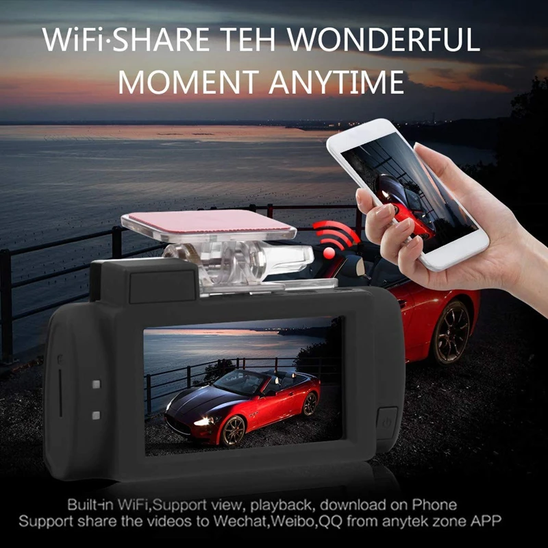 Anytek G200 2.7in сенсорный экран двойной объектив 4K UHD WiFi Автомобильный
