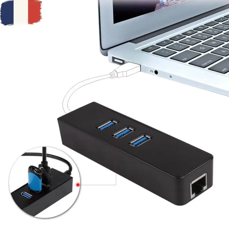 3 Порты и разъёмы usb-хаб 0 10/100/1000 Мбит/с USB для RJ45 конвертер Gigabit Ethernet проводной