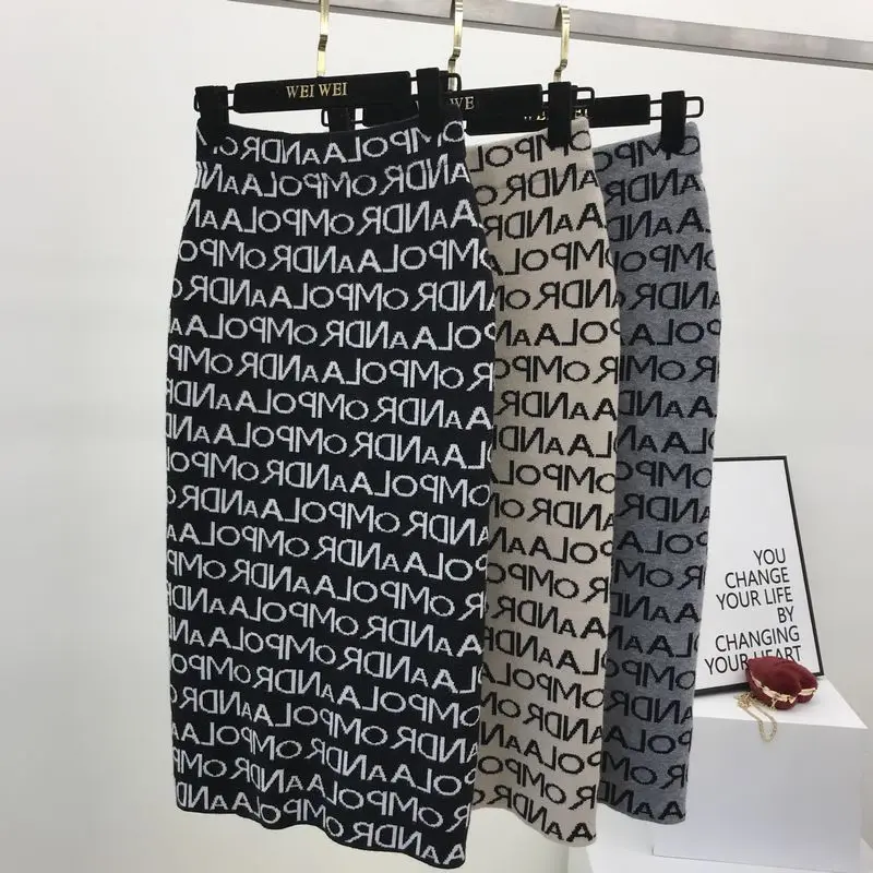 Женская длинная юбка до щиколотки Повседневная Длинная карандаш с буквенным
