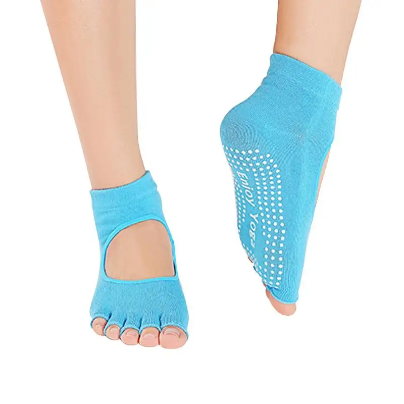 Open Toe Back Professional Yoga Socks Breathable Non-skid Sweat-absorbent Five Toes Short With A Hole For Ladies | Спорт и