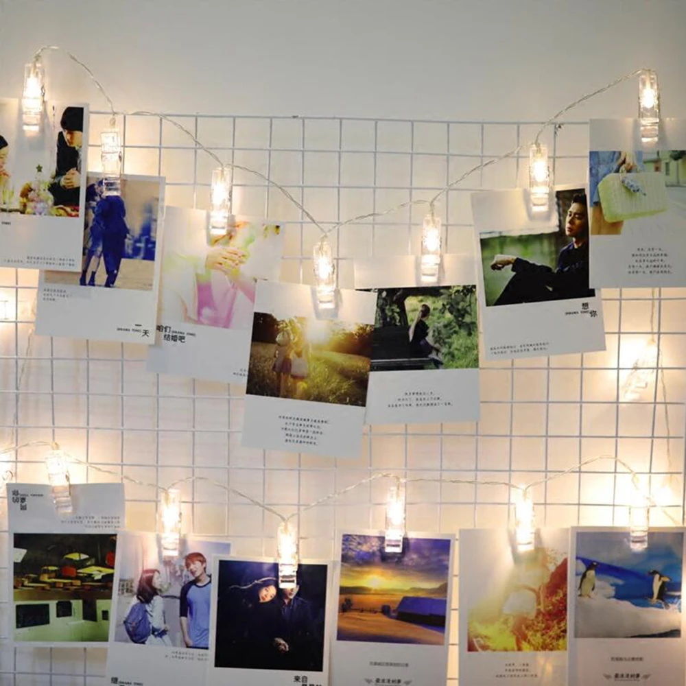 Led Card Photo Clip String Fairy Lights Battery Operated Christmas Light Garlands Wedding Valentines Wall Decoration | Освещение