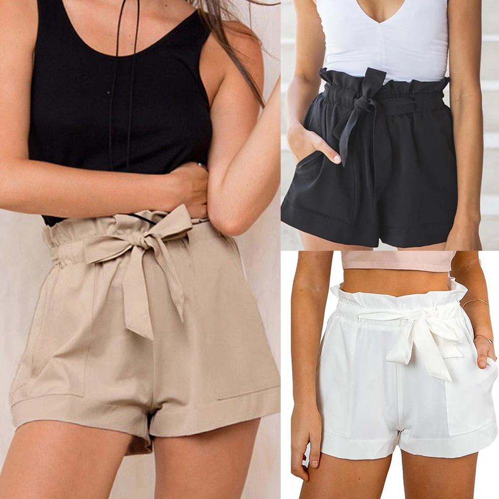 Женские шорты с высокой талией повседневные пляжные эластичным поясом лето 2019 |