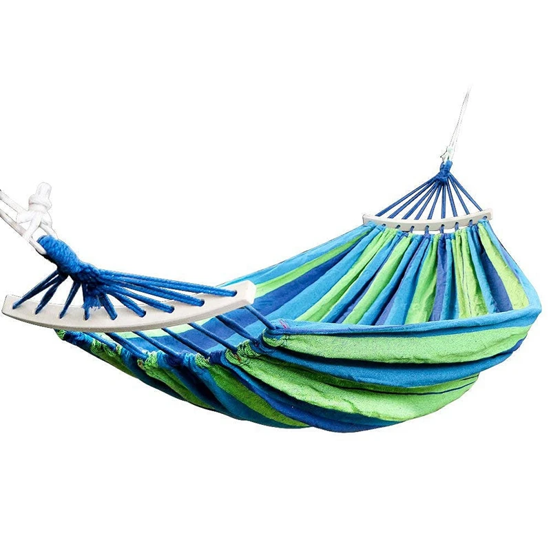 New Double Hammock 450 Lbs Portable Travel Camping Hanging Swing Lazy Chair Canvas Hammocks(Blue) | Мебель