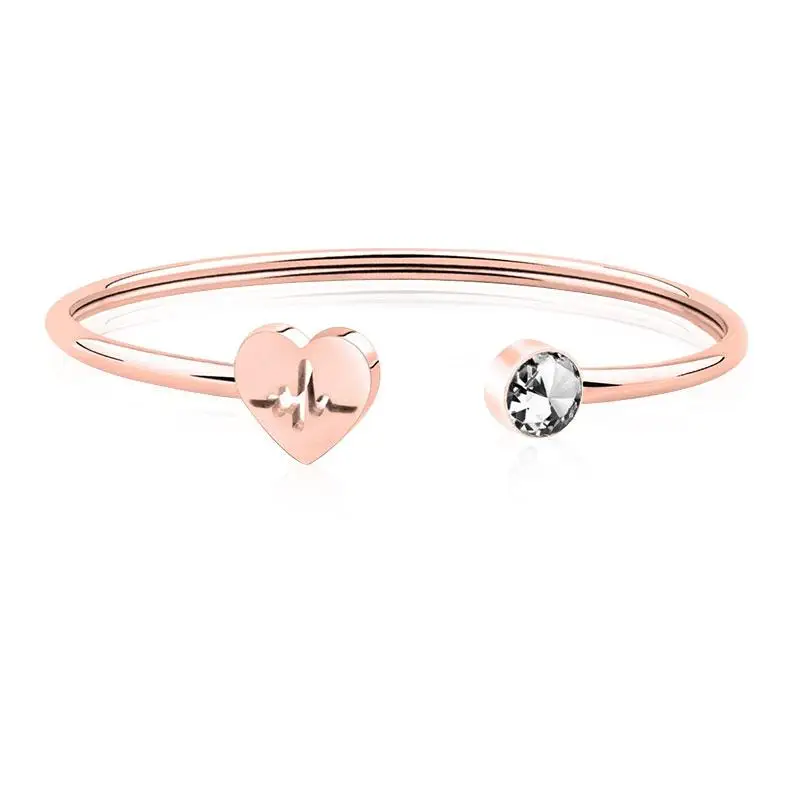 New Fashion Adjustable Crystal Heart Cuff Opening Bracelet Women Jewelry Gift Accessories Bangles Charming girls gift love | Украшения и